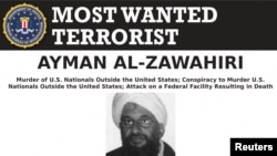 FILE: FBI "Wanted" poster of Al Qaeda leader Ayman al-Zawahiri, who was killed in a CIA drone strike in Afghanistan on August 1, 2022. Reports say Egyptian Seif al-Adel has taken command, though al-Qaeda has not officially announced that. 