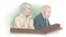 FILE - Hamid Noury, accused of involvement in the massacre of political prisoners in Iran in 1988, sits with attorney Thomas Soderqvist, during his trial, in this sketch from Stockholm District Court, Sweden, Nov. 23, 2021. 