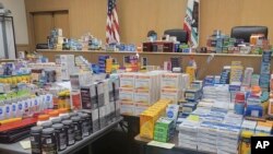 FILE - In this photo released by the San Francisco Police Department are some of the more than $200,000 in stolen retail goods seized from a home in San Francisco, July 13, 2022. (San Francisco Police Department via AP)