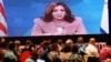 U.S. Vice President Kamala Harris speaks via video link at the Pacific Islands Forum in Suva, Fiji, on July 13, 2022. 