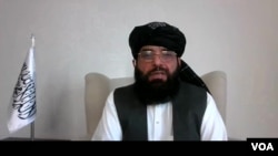 File - Suhail Shaheen, Juru Bicara Taliban saat wawancara dengan VOA. 