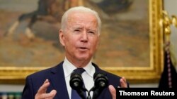 U.S. President Joe Biden speaks about Hurricane Henri and the evacuation of Afghanistan