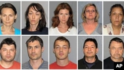 A combo of undated booking photos provided by the US Marshals Service on 29 Jul 2010 shows individuals charged with acting as unregistered foreign agents for Russia
