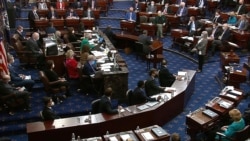In this image from video, senators vote during the second impeachment trial of former President Donald Trump in the Senate at the U.S. Capitol in Washington, Feb. 13, 2021.