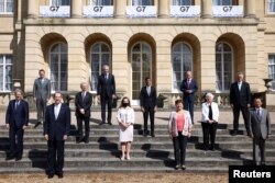 EU's Economy Commissioner Paolo Gentiloni, Eurogroup President Paschal Donohoe, World Bank President David Malpass, and G7 finance ministers meeting at Lancaster House in London, Britain, June 5, 2021.