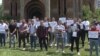Kosovo, Pristina, student's protest in front of an Ortodox church