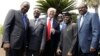 President Trump poses with African leaders, from left, Kenya&#39;s President Uhuru Kenyatta, President of the African Union Alpha Conde&#39;, President of the African Development Bank Akinwumi Adesina, Nigeria&#39;s Vice President Yemi Osinbajo and Ethiopia&#39;s Prime Minister Haile Mariam Desalegn.