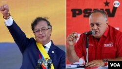 Gustavo Petro y Diosdado Cabello. Fotos de archivo. 