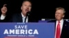 FILE - Wisconsin Republican gubernatorial candidate Tim Michels, left, speaks as former President Donald Trump, right, listens at a rally in Waukesha, Wis., on Aug. 5, 2022. Michels ran against former state Lieutenant Governor Rebecca Kleefisch, who was