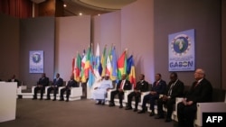 FILE - Central Africa's chiefs state attend the extraordinary summit of the Economic Community of Central African States (ECCAS) in Libreville, Gabon, Dec.18, 2019.