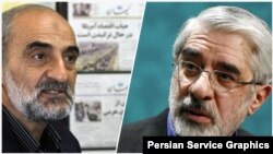 مدیرمسئول روزنامه «کیهان»، سمت چپ، موسوی را فراماسون خواند.