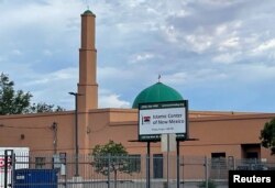 FILE - A view of the Islamic Center For New Mexico mosque, where some of the four Muslim men murdered in the city in the last nine months, worshipped, in Albuquerque, New Mexico, Aug. 10, 2022