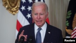 Presidente Joe Biden discursando aquando da assinaturaa da Lei de Redução da Inflacção 2022, na Casa Branca, Washington 16 Agosto, 2022 