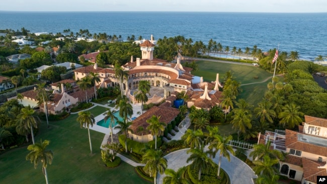 An aerial view of President Donald Trump's Mar-a-Lago estate is pictured on Aug. 10, 2022, in Palm Beach, Florida.