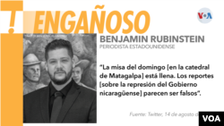 Rubinstein confirmó por correo que había estado en Matagalpa y que no vio policías en torno a la catedral el sábado en la tarde y el domingo.