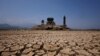 Pagodas are seen on Louxingdun island that usually remain partially submerged under the water of Poyang Lake, which is facing low water levels due to a regional drought in Lushan, Jiangxi province, China.