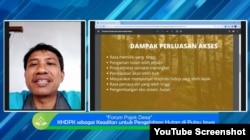 Barid Hardiyanto dari Lembaga Penelitian dan Pengembangan Sumberdaya dan Lingkungan Hidup (LPPSLH) berbicara dalam Webinar Pojok Desa, Selasa (16 Agustus 2022) (Foto :Tangkapan Layar).