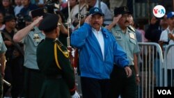 El presidente de Nicaragua Daniel Ortega participa en un acto del Ejército en 4 de septiembre de 2019. [Foto VOA]