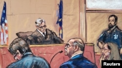 Заседание суда по делу Аллена Вайссельберга в Нью-Йорке, зарисовка из зала суда, 18 августа 2022 года