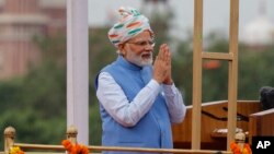 FILE - Indian Prime Minister Narendra Modi is seen at an Independence Day event in New Delhi, Aug.15, 2022. On Dec. 8, 2022, Modi's Bharatiya Janata Party retained its 27-year control of his home state of Gujarat with a commanding election victory.