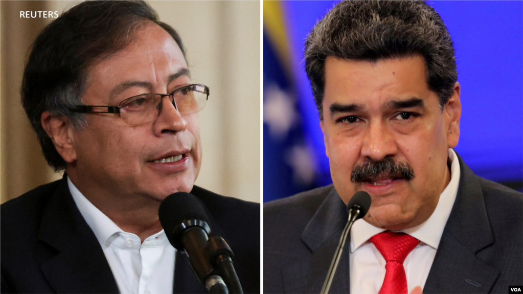 Los gobiernos de Colombia y Venezuela recibieron recientemente a los embajadores de los respectivos países. En esta combinación de fotos aparecen a la izquierda el presidente de Colombia, Gustavo Petro y su homólogo de Venezuela, Nicolás Maduro.