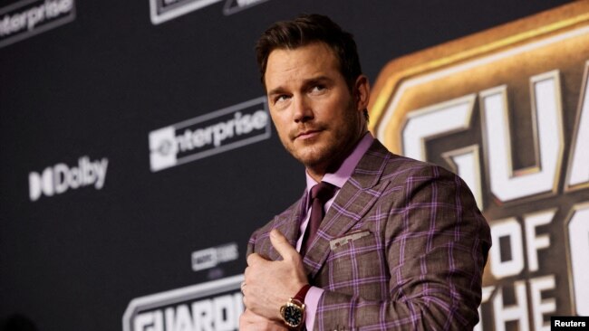 FILE - Cast member Chris Pratt attends the premiere of 'Guardians of the Galaxy Vol. 3' in Los Angeles, California, April 27, 2023.