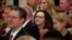 U.S. Central Intelligence Agency director nominee Gina Haspel center, attends Secretary of State Mike Pompeo's ceremonial swearing-in at the State Department in Washington, May 2, 2018.