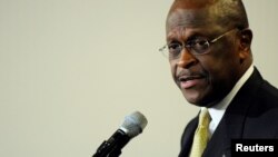 FILE - Former Republican presidential hopeful Herman Cain speaks at the National Press Club in Washington, Jan. 24, 2012. 