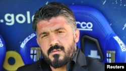 Gennaro Gattuso lors d'une conférence de presse à Milan, Italie, le 20 avril 2019