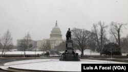 La nieve cubre los alrededores del Capitolio en Washington, D.C. el miércoles, 20 de febrero de 2019.
