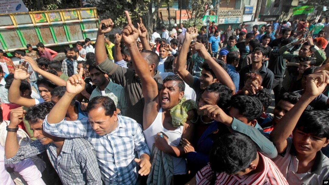 Những người ủng hộ đảng đối lập, Đảng Dân tộc Bangladesh, trong cuộc bãi công ở Dhaka