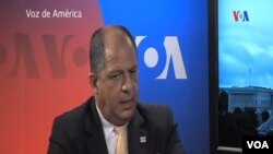 FILE - President Luis Guillermo Solís of Costa Rica in an interview with VOA's Latin America division.