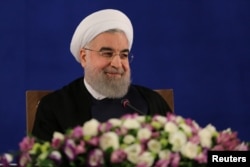 Iranian president Hassan Rouhani attends a news conference in Tehran, Iran, May 22, 2017.