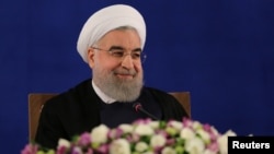 Iranian president Hassan Rouhani attends a news conference in Tehran, Iran, May 22, 2017. 