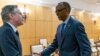 Le président rwandais Paul Kagame (à dr.) et le secrétaire d'Etat américain Antony Blinken à Kigali, le 11 août 2022.