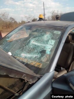 One of the CCC members' vehicles that was badly damaged in Seke communal lands.