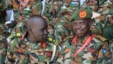 FILE: Generals of South Sudan People's Defence Forces (SSPDF) attend the graduation ceremony of the new members of Unified Forces who have been on training since the implementation of the revitalised peace agreement in 2018 at Garang Mausoleum in Juba. August 30, 2022. 