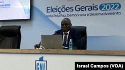 Lucas Quilundo, porta-voz da Comissão Nacional Eleitoral, no CIAM, em Luanda. 