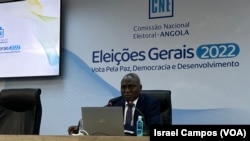Lucas Quilundo, porta-voz da Comissão Nacional Eleitoral, no CIAM, em Luanda. 