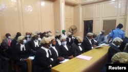 FILE - Lawyers are pictured in a courtroom during a hearing of a blasphemy case in Kano, Nigeria, Jan. 21, 2021. 