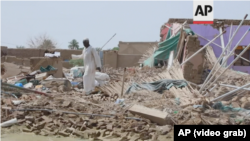 FILE: Destruction of a house from the latest floods to hit Sudan. Taken 8.16.2022