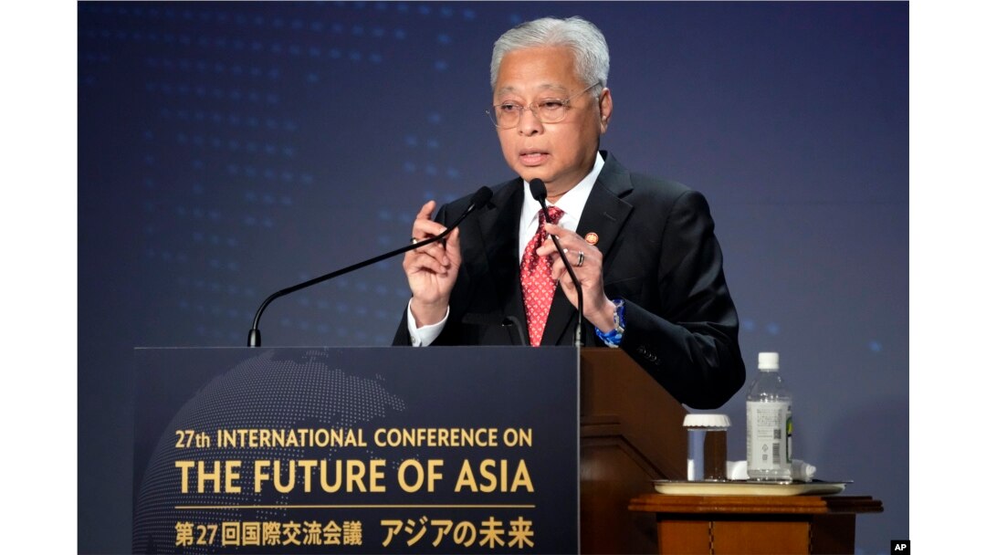 Perdana Menteri Malaysia Ismail Sabri Yaakob menyampaikan pidato pada sesi Konferensi Internasional tentang "Masa Depan Asia" pada 26 Mei 2022 di Tokyo. (Foto: AP)