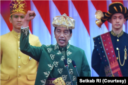 Presiden Joko Widodo saat menyampaikan pidato di DPR RI, Selasa (16/8/2022). (Foto: Setkab)