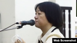 Vietnam's independent journalist Pham Doan Trang appears at her appeal trial on August 25 2022 in Hanoi.