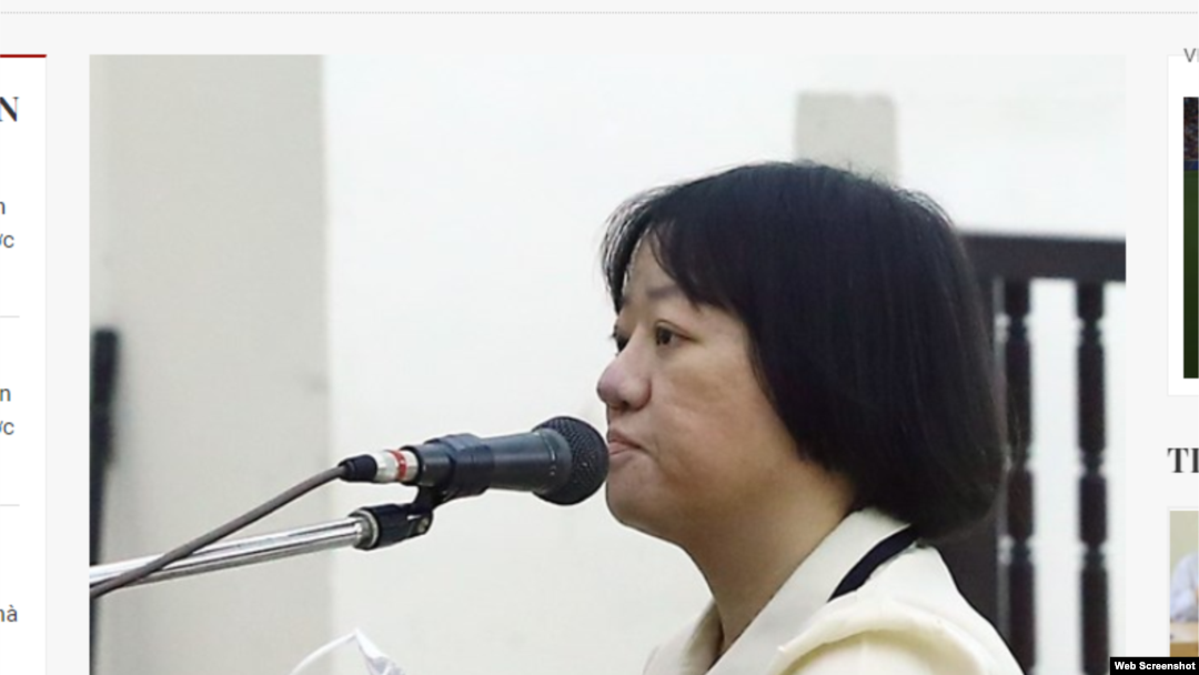 Bà Phạm Đoan Trang tại phiên phúc thẩm ở Hà Nội ngày 25/8/2022. Photo TTXVN via VietnamPlus.