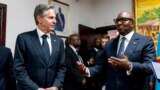 Democratic Republic of the Congo Prime Minister Jean-Michel Sama Lukonde, right, speaks as he meets with Secretary of State Antony Blinken, left, at the Primature in Kinshasa, Congo, Wednesday, Aug. 10, 2022. 