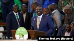 Le président élu, William Ruto, au Centre national de comptage de l'IEBC au Bomas du Kenya, à Nairobi, au Kenya, le août 15 2022.