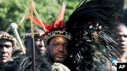 King Misuzulu ka Zwelithini during a coronation event, at KwaKhangelamankengane Royal Palace in Nongoma, South Africa. Aug. 20, 2022. 