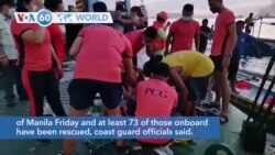 VOA60 World - A Philippine ferry boat carrying 82 caught fire approaching a port south of Manila