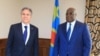 FILE: The U.S. Secretary of State Antony Blinken (L) meeting with the DRC president Felix Tshisekedi (R) at the African Union City in Kinshasa. 8.9.2022